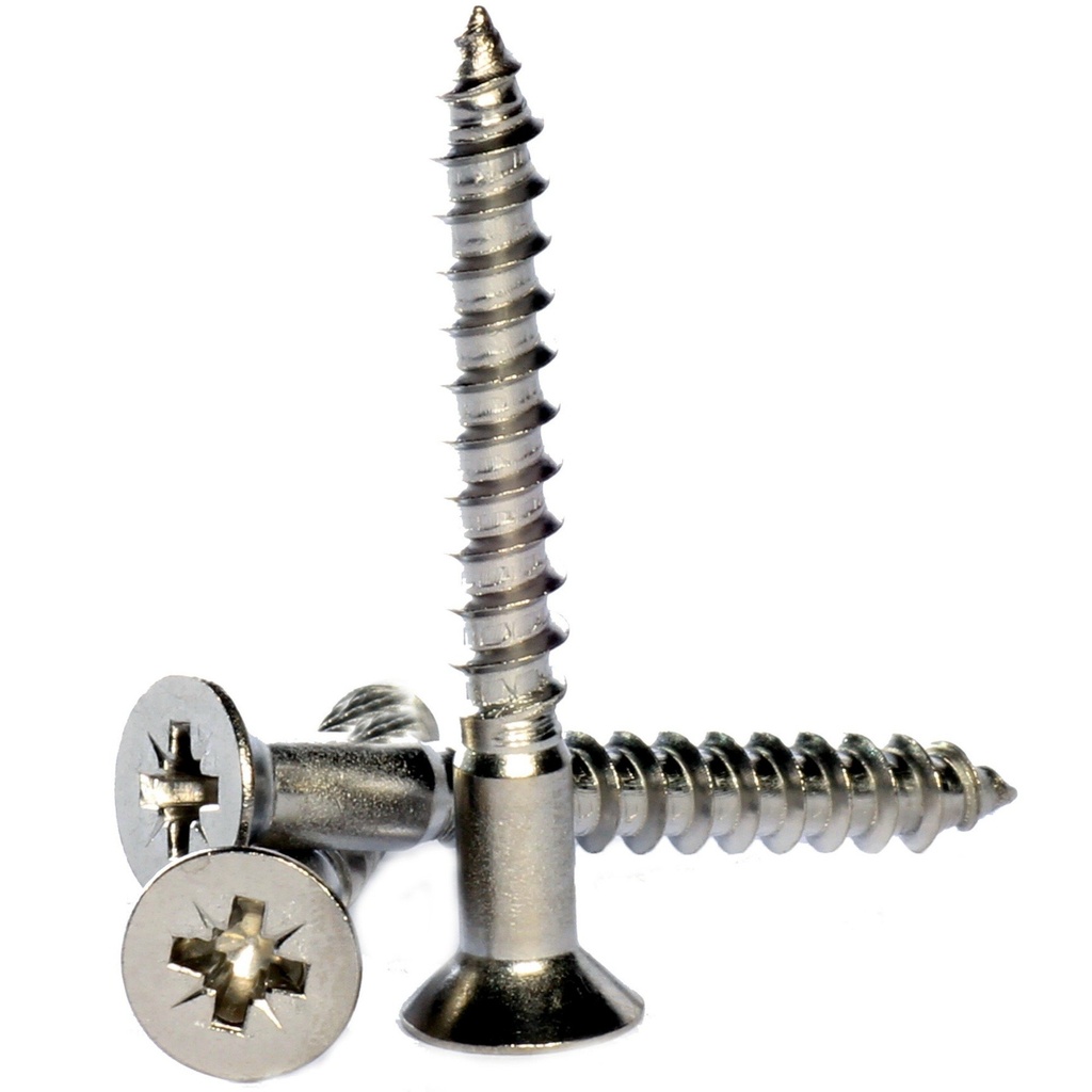 Stainless Steel Plated Self-Tapping Wood Screws, 