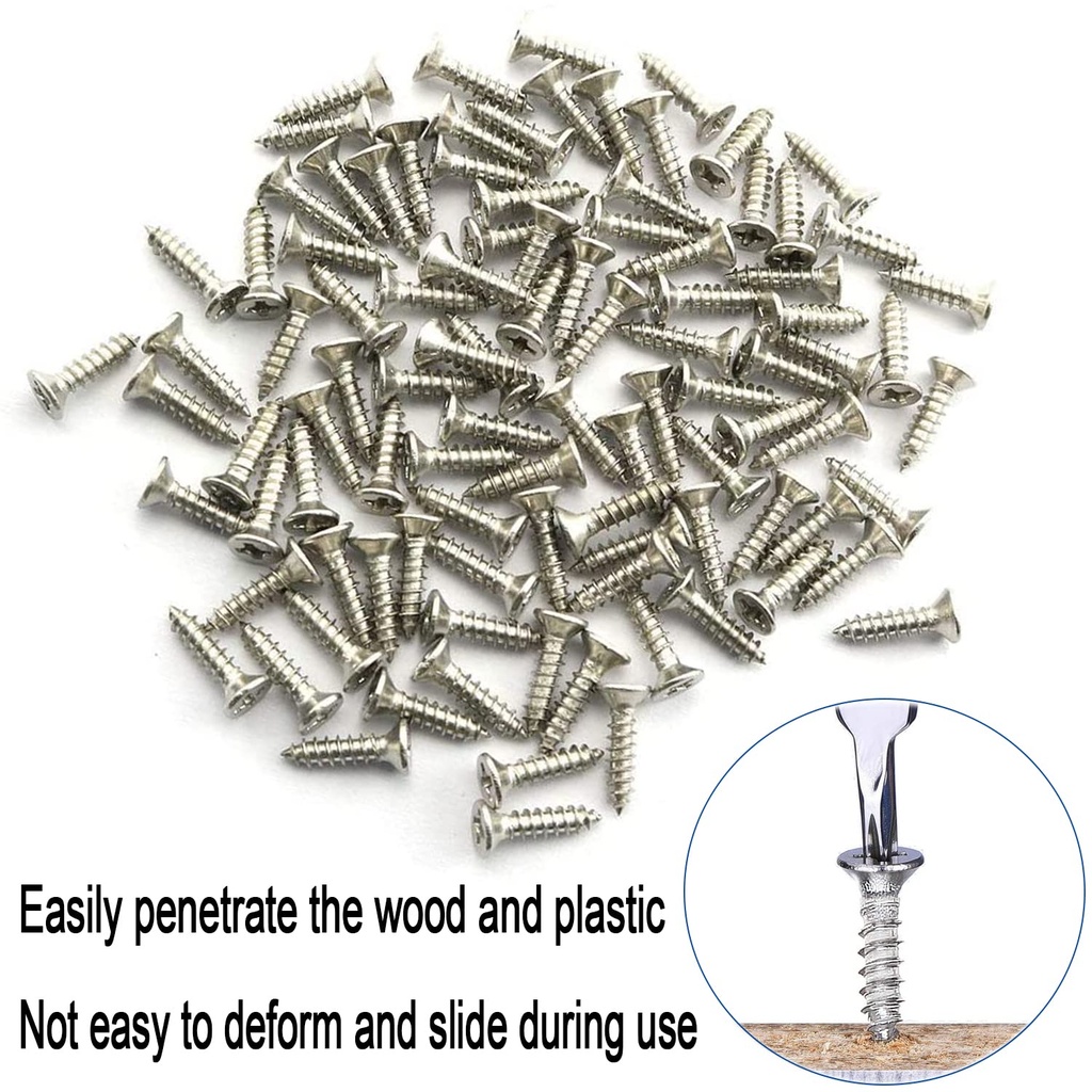 Stainless Steel Plated Self-Tapping Wood Screws, 