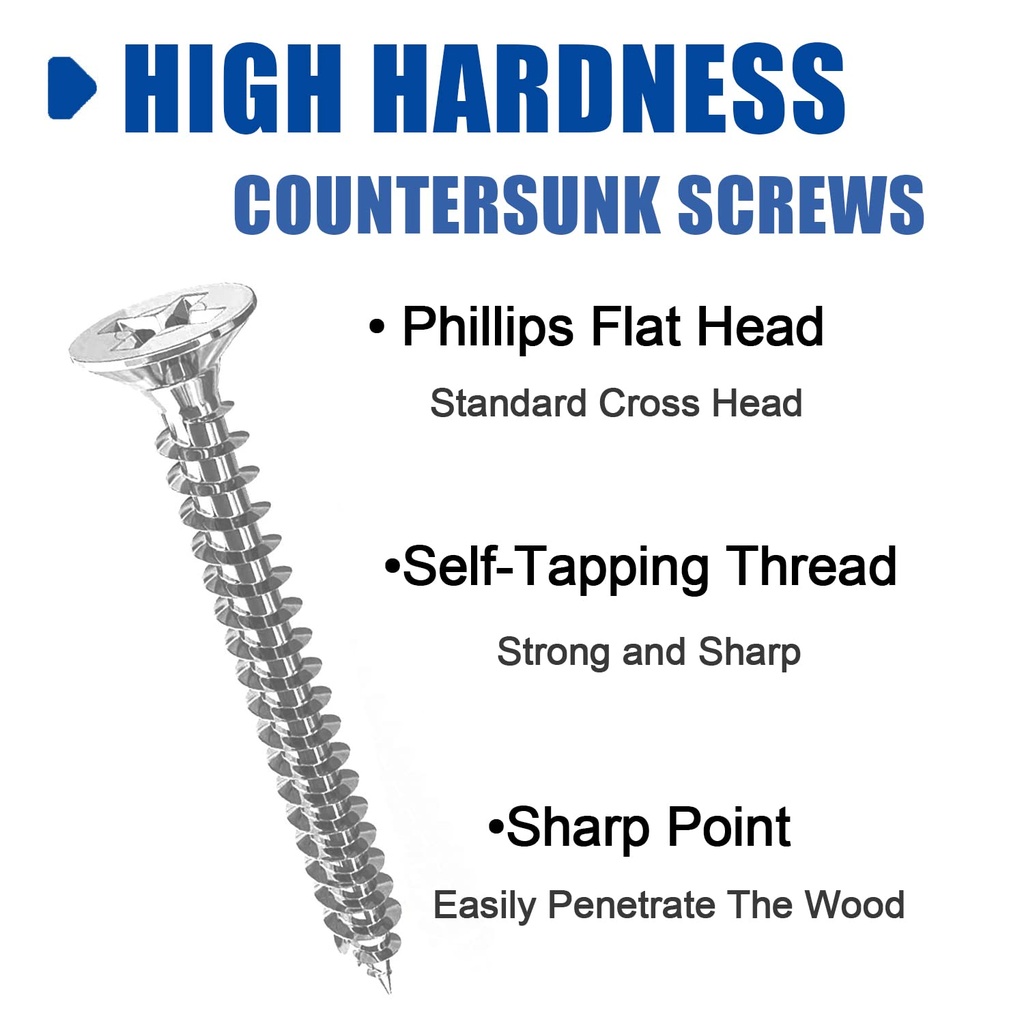 Stainless Steel Plated Self-Tapping Wood Screws, 