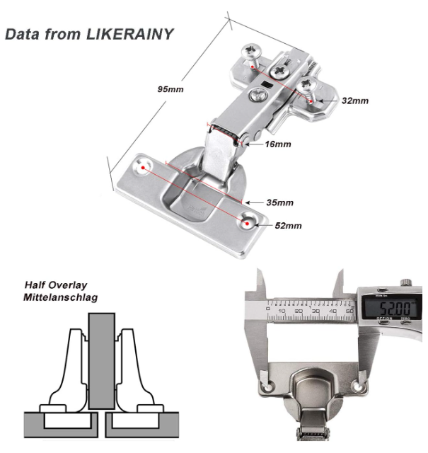 Hettich Full Overlay Hinges With Mounting Plate